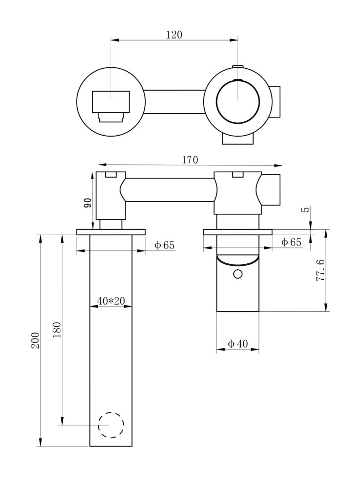 Смеситель для раковины встраиваемый WONZON & WOGHAND, Брашированный никель (WW-105-BS)