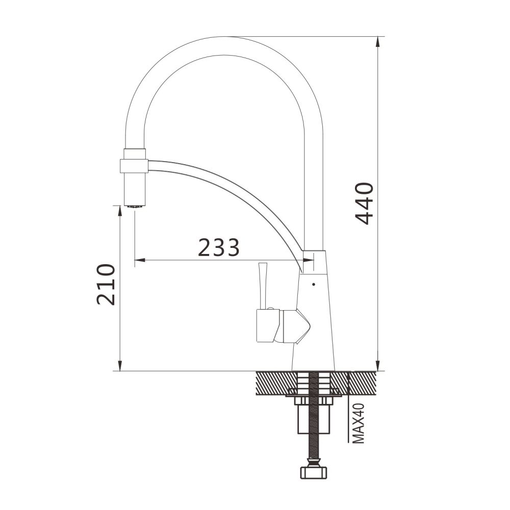 Смеситель для кухни с подключением фильтра Shevanik S743T-3, оружейная сталь/черный, артикул S743T-3