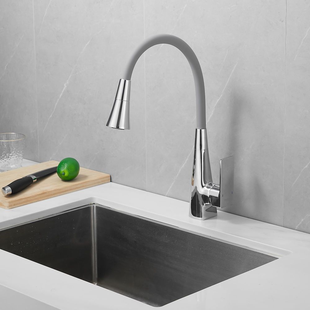 Смеситель для кухни с гибким изливом и режимом душ Haiba HB73823, хром