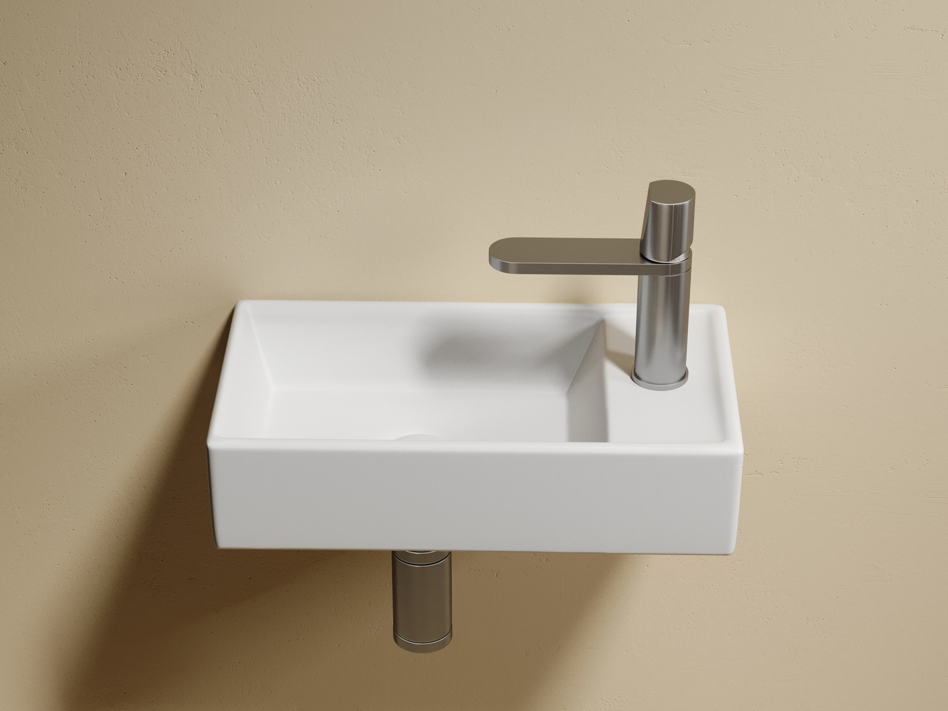 Умывальник подвесной прямоугольный (чаша слева, отверстие под смеситель справа) цвет белый матовый Элемент (Element) 407x217x100, артикул CN6051LMW