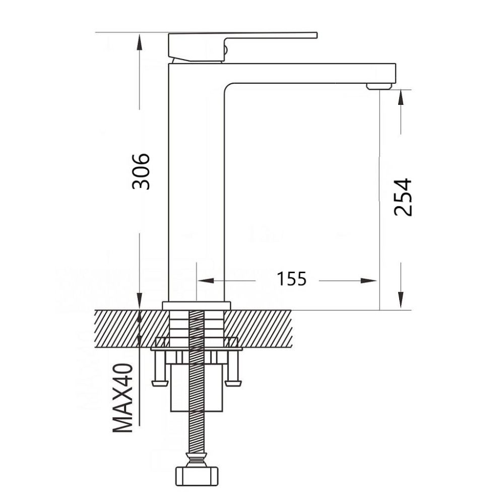Смеситель для раковины высокий Maretti Umbria Black UMB32RF52, черный
