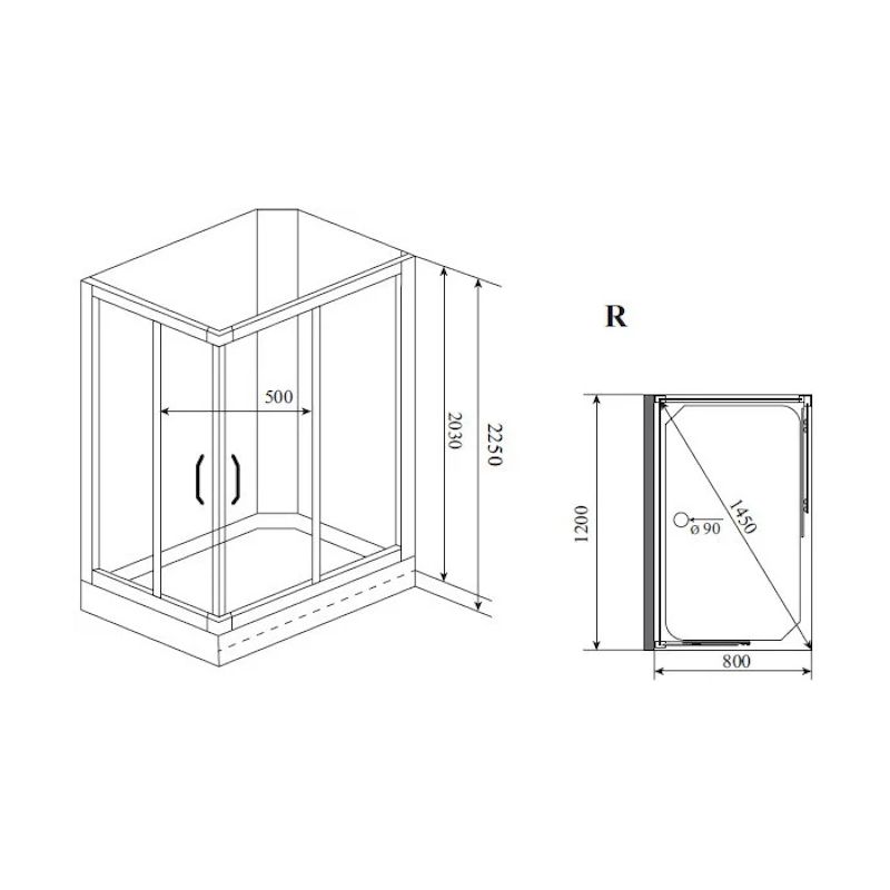 Душевая кабина Timo Premium ILMA ILMA102R, 120x80x222