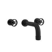 NICOLAZZI ARENA Смеситель для раковины настенный, на 3 отверстия, в комплекте со встроенной частью, цвет черный матовый