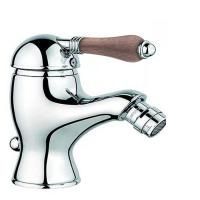 Nicolazzi Forest Смеситель для биде, на 1 отв, с донным клапаном, излив: 107 мм, ручки дерево, цвет: хром