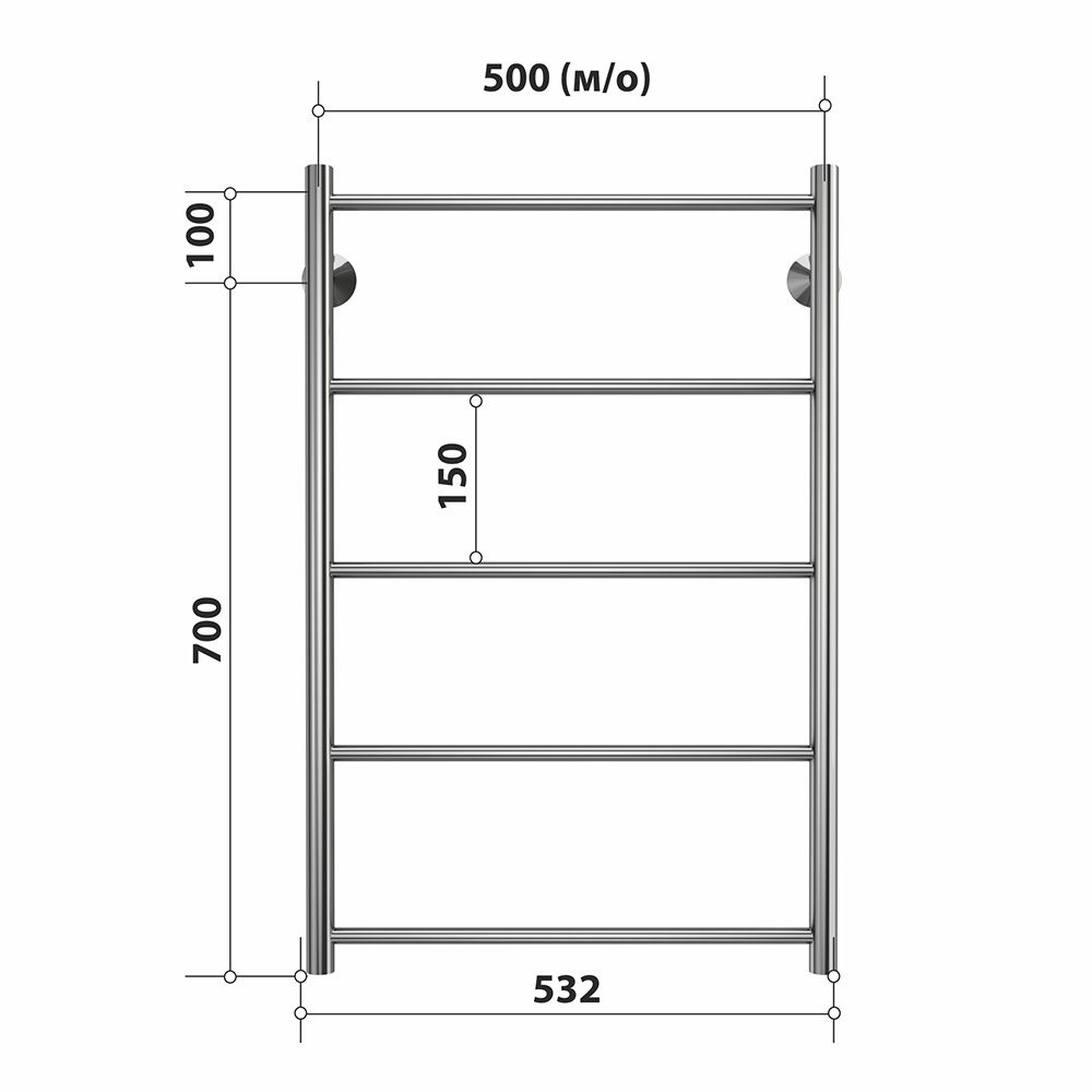 Полотенцесушитель водяной Stelmix 80x50 см, прямой