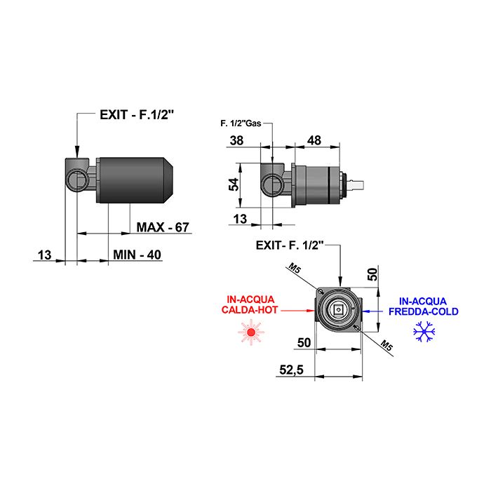 BONGIO Внутренняя часть настенного смесителя, артикул 097610000