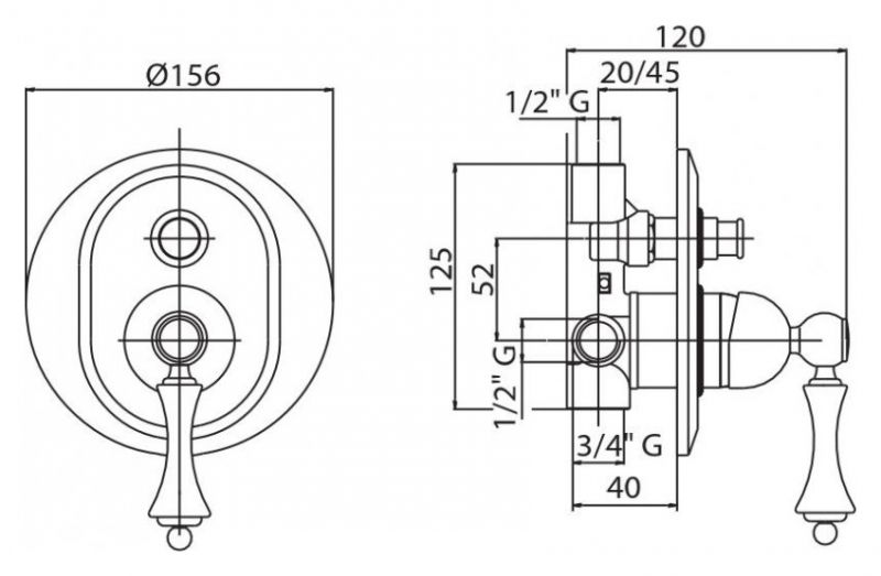 Смеситель для душа Cezares Margot MARGOT-VDIM-01-M Хром
