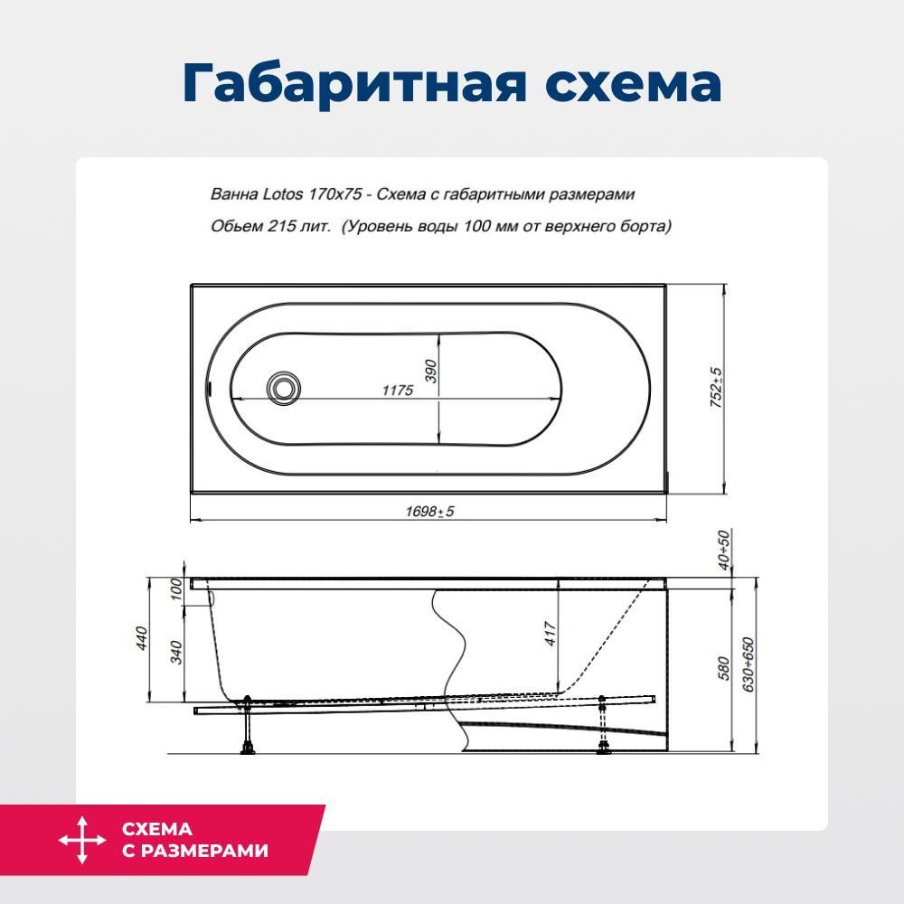 Акриловая ванна Aquanet Lotos 170x75 (с каркасом) Акриловая ванна Aquanet Lotos 170x75 (с каркасом)
