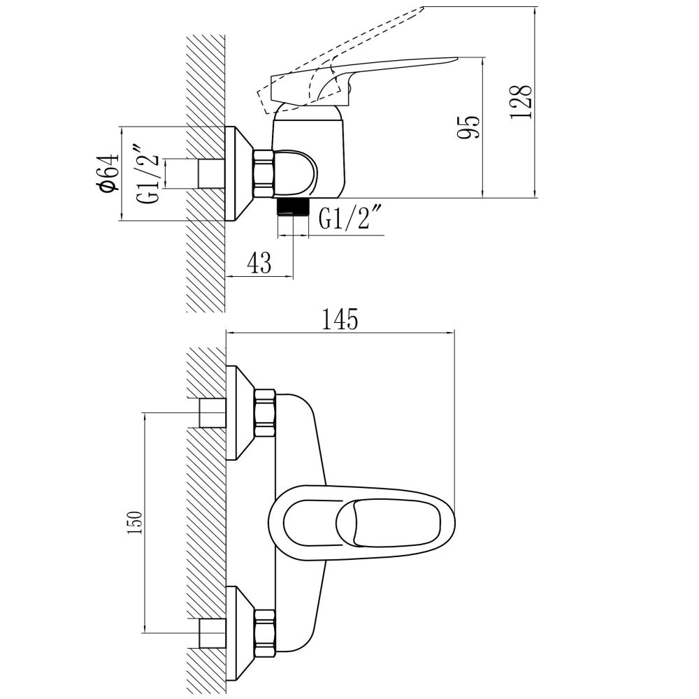 Смеситель для душа Savol S-T3004, хром