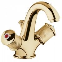 Bongio Impero Смеситель для раковины с донным клапаном, цвет золото/Blue and Red Swarovski