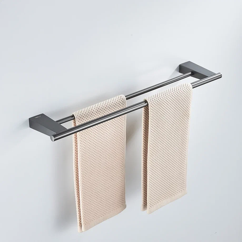 Полотенцедержатель двойной Shevanik SG5727T, оружейная сталь