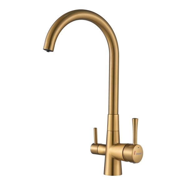 Смеситель для кухни с подключением фильтра Shevanik S428G, золотой сатин