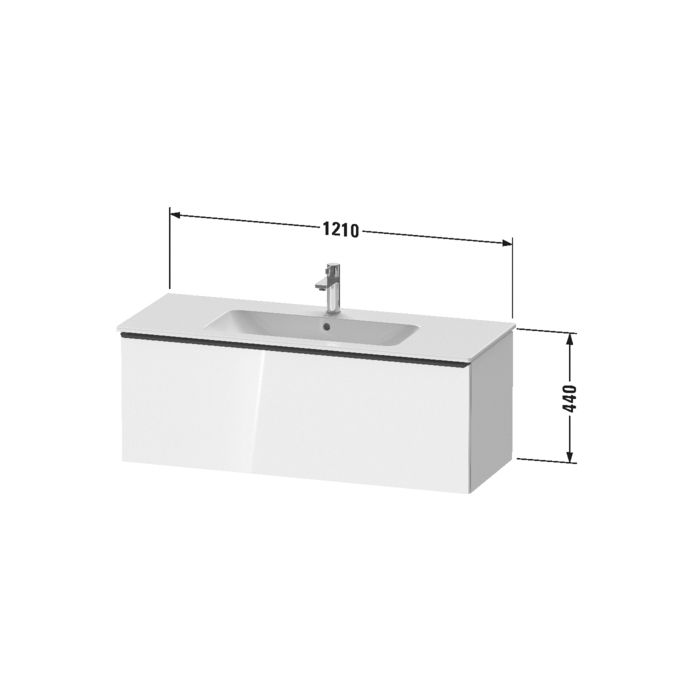 Duravit ME by Starck Раковина для мебели с перел., с 1 отв. под смес., 1230x490мм, Цвет: Белый, артикул 2336120000