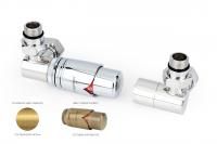 Автоматический терморегулятор 3D левый G 1/2" НР х G 3/4" НГ (набор) (Состаренная ЛАТУНЬ)