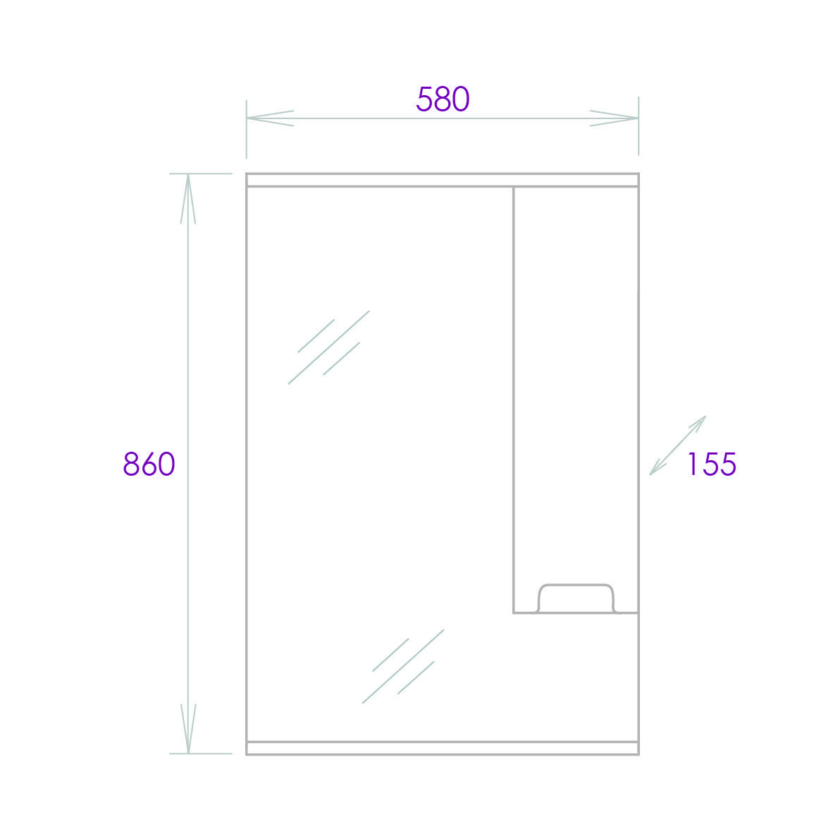 Шкаф-зеркало Onika Харпер 58 белый глянцевый, правый, с подсветкой