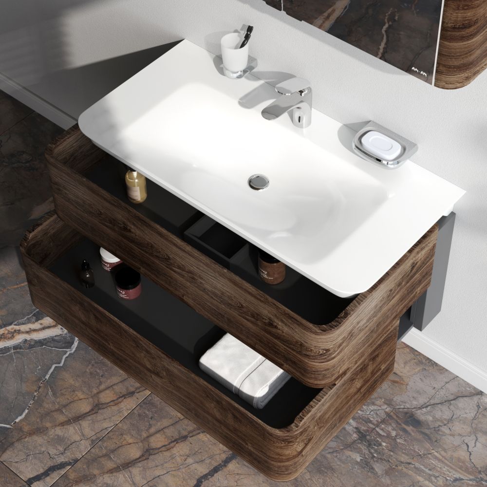 M30FHX1002NF Sensation, База под раковину, подвесная, 100 см, ящики, орех, текстурированная, шт M30FHX1002NF Sensation, База под раковину, подвесная, 100 см, ящики, орех, текстурированная, шт