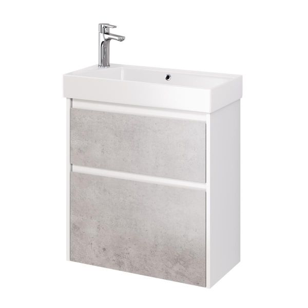 Тумба под раковину подвесная Dreja Slim 65 см, белый/бетон