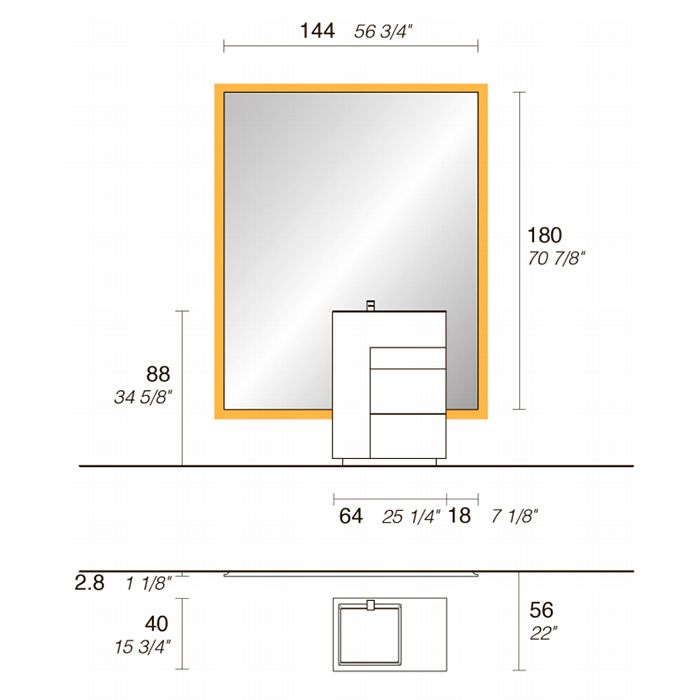 NOORTH milldue edition Зеркало VETRA 144хh180см с 4-х сторонней светодиодной подсветкой