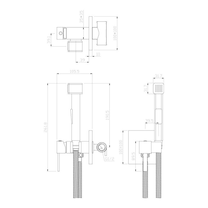 Гигиенический душ со смесителем WesnaArt KRISTAL KRI22-410, хром, артикул KRI22-410