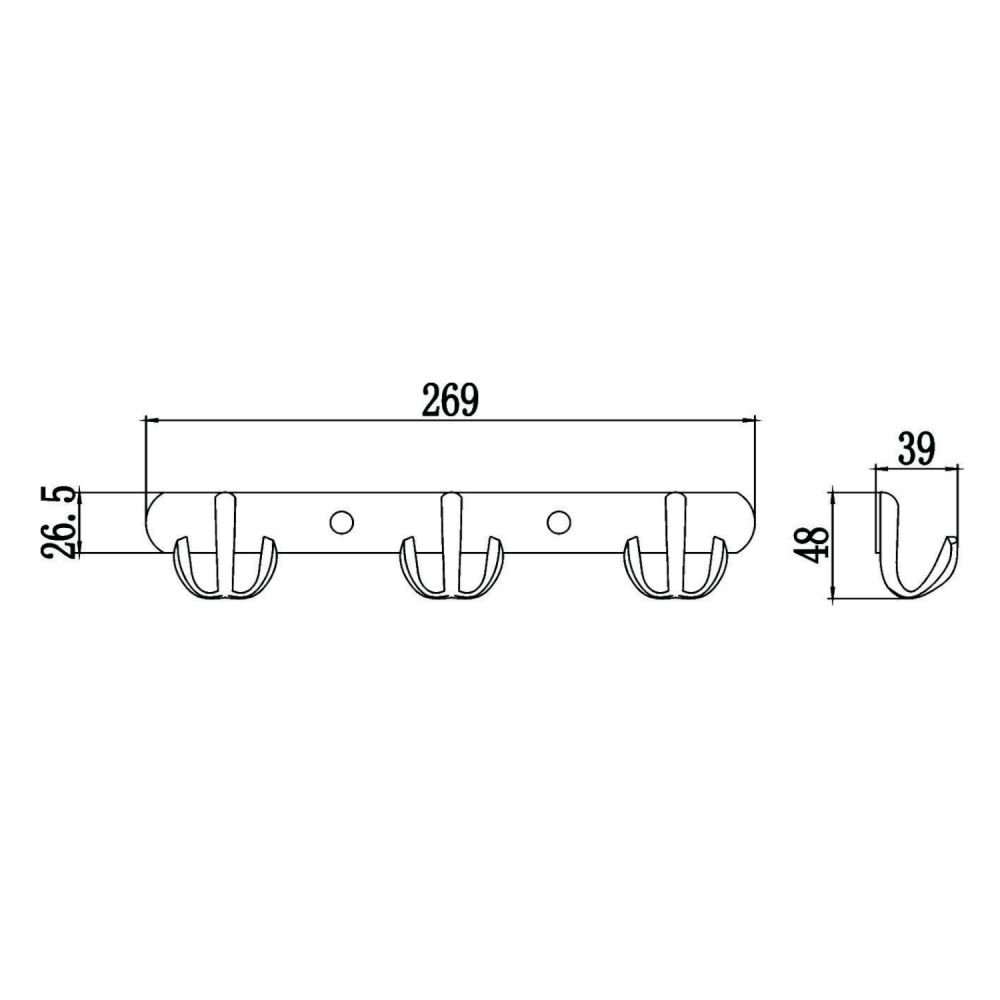 Планка с крючками Savol S-07203B, хром, артикул S-07203B