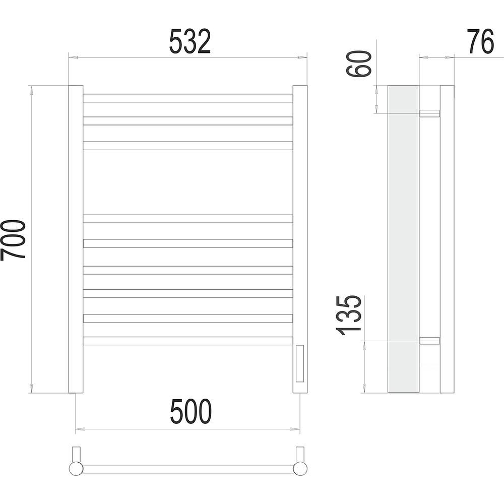 Полотенцесушитель электрический Terminus Аврора П9 50х70, артикул 4670078527240