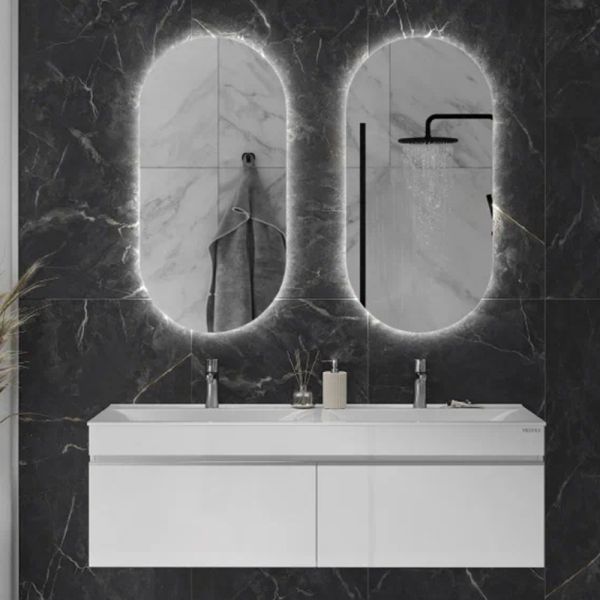 Тумба под раковину подвесная Velvex Pulsus tp.PUL.PUL.140.2Y белый глянец, 140 см