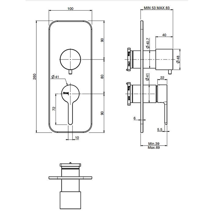 Fima Carlo Frattini Snap Смеситель для душа, встраиваемый, с переключателем на 2/3 выхода, цвет: чёрный матовый