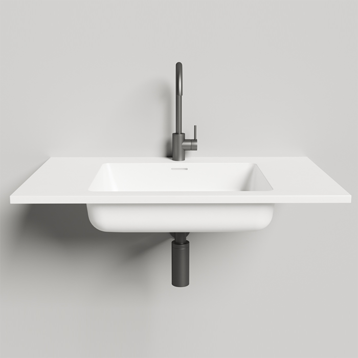 Salini ONDA Раковина 800x500х163мм, без отв. под смес, c  переливом, мат-л: S-Stone, белый матовый Salini ONDA Раковина 800x500х163мм, без отв. под смес, c  переливом, мат-л: S-Stone, белый матовый