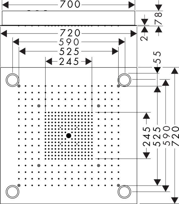 AX ShowerHeaven Верхний душ 720 x 720 мм, потолочный монтаж, c подсветкой, ¾, цвет: нерж.сталь AX ShowerHeaven Верхний душ 720 x 720 мм, потолочный монтаж, c подсветкой, ¾, цвет: нерж.сталь