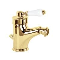 ERMITAGE Смеситель для биде моноком., ручка сверху белая, золото