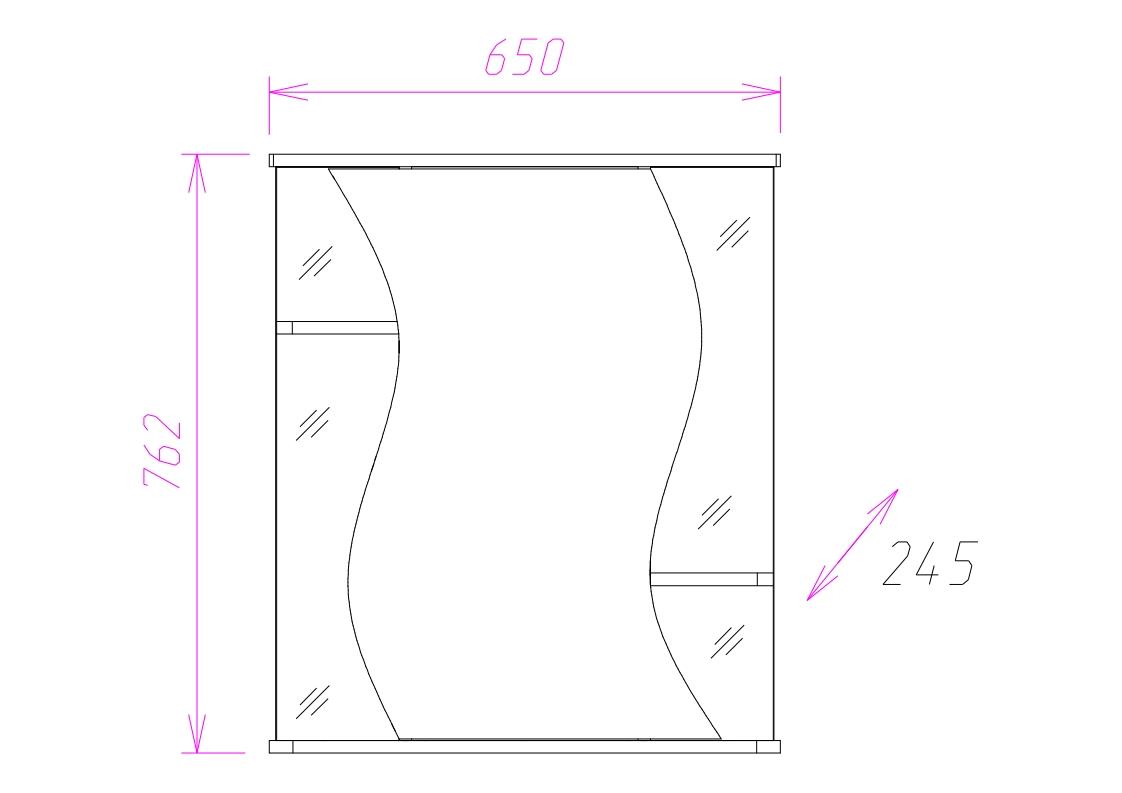 Шкаф-зеркало Onika Лилия 65 белый, правый, с подсветкой