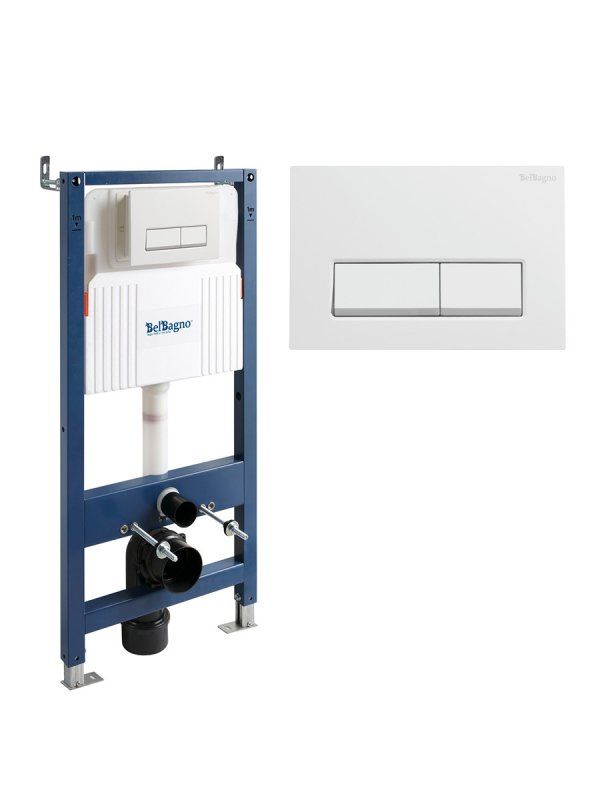 Инсталляция BELBAGNO для подвесного унитаза в комплекте с кнопкой смыва BB-101-M-BR, артикул BB-101-M-BR