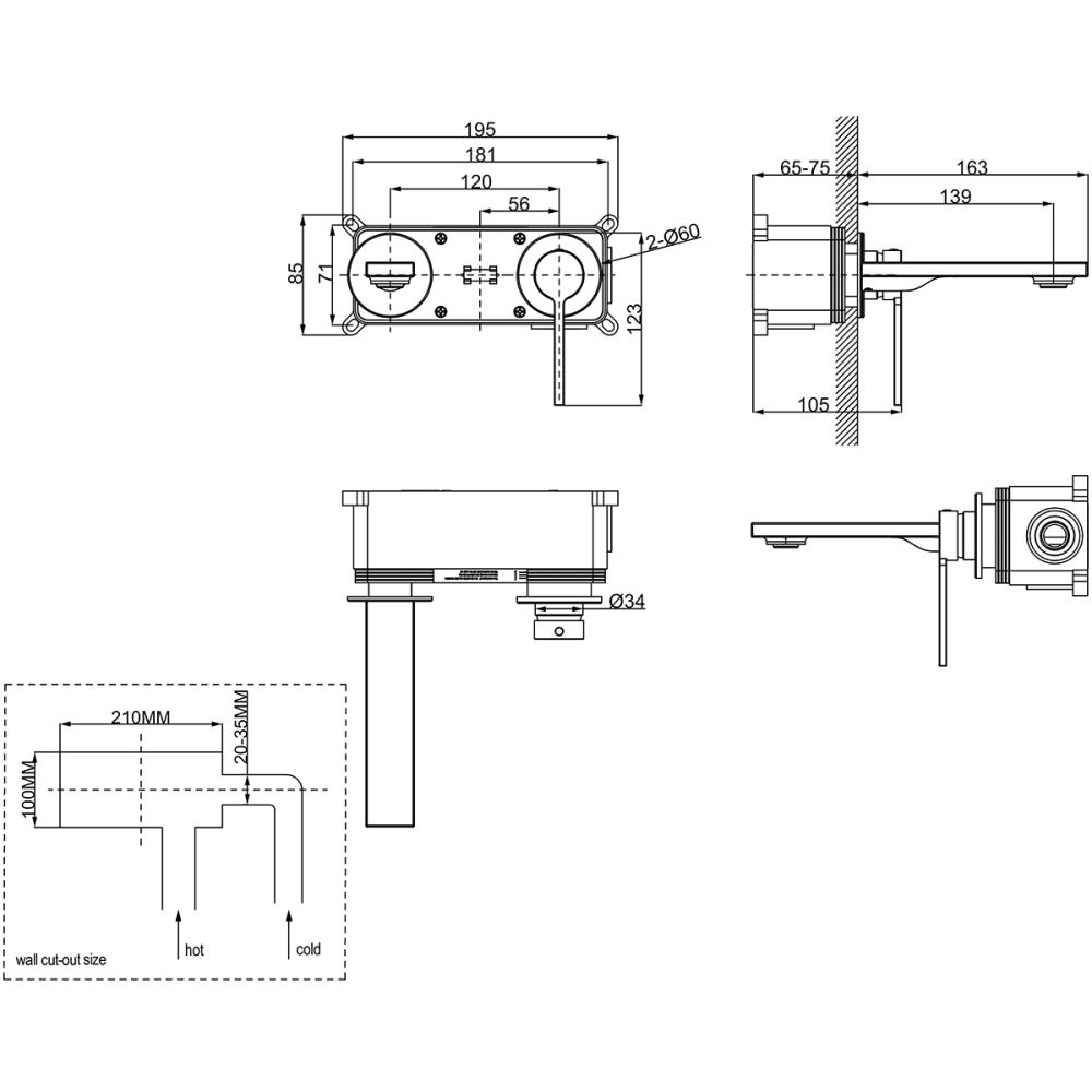 Смеситель Lemark Valday для раковины, встраиваемый (LMF-8133B-BRG), артикул LMF-8133B-BRG