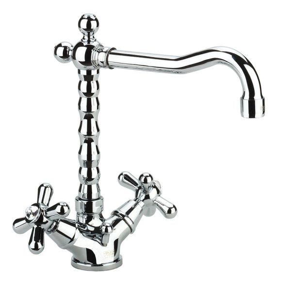 Fiore Margot Sky, двухвентильный смеситель для раковины с донным клапаном, цвет хром - Swarovski