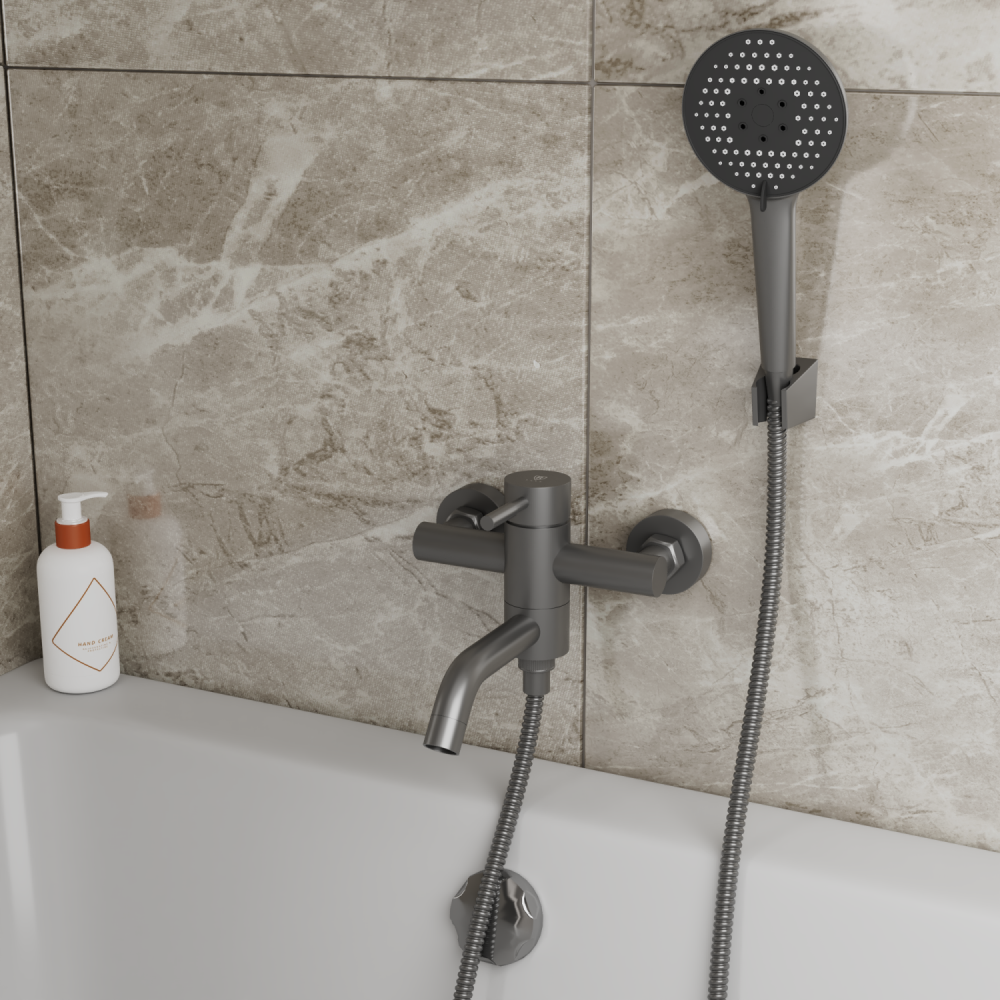 Смеситель для ванны с коротким изливом RUSH Melos (SUS1101-44Grey), артикул SUS1101-44Grey