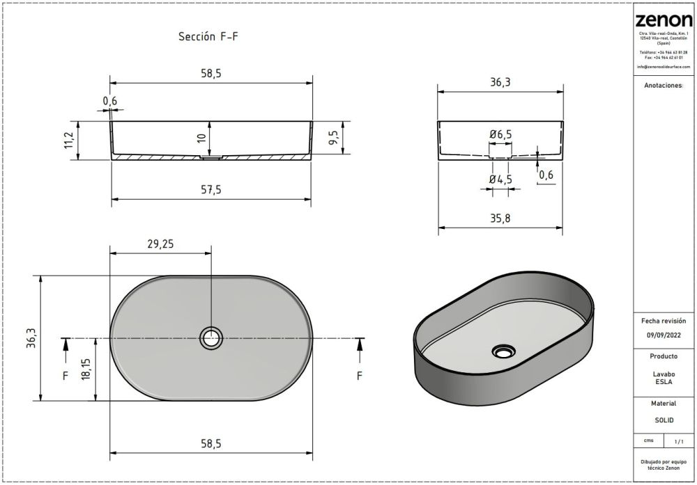 Zenon Esla, накладная раковина закругленной формы, 58,5х36,3х11,2 см, цвет белый матовый, артикул 4000.000.000.000.09342