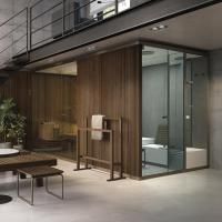 Effegibi BodyLove SH  365x202xh220 см, размещ. пристен., сауна-термообр.дерево, хаммам гл-ое стекло, наруж. стены термообр. древесина гл-ая