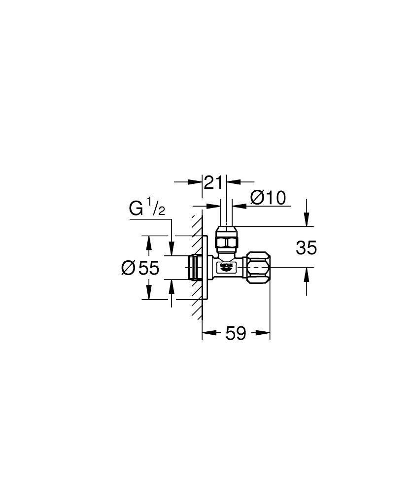 Вентиль угловой GROHE 1/2 -3/8 для подключения смесителей, хром (2202300M) Вентиль угловой GROHE 1/2 -3/8 для подключения смесителей, хром (2202300M)