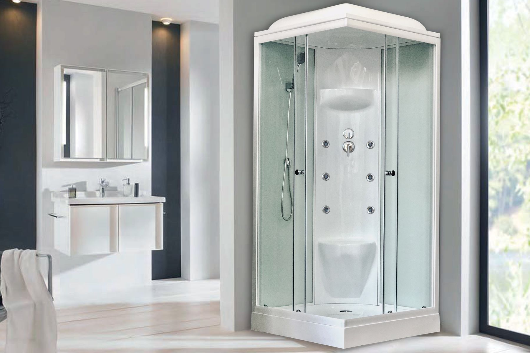 Душевая кабина Royal Bath RB 80HP7-WT (белое/прозрачное) Душевая кабина Royal Bath RB 80HP7-WT (белое/прозрачное)