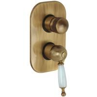 OXFORD См-ль скрытого монтажа моноком., 4-х позиционный с девиатором, ручка белая, бронза