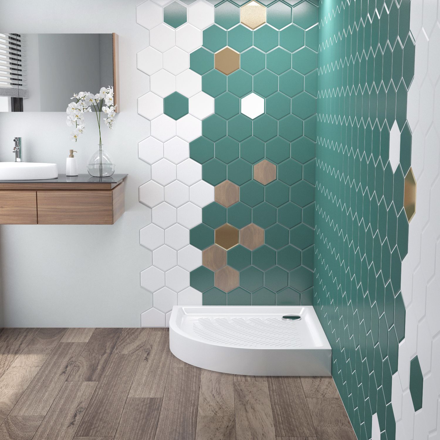 Акриловый душевой поддон Lavinia Boho Rock 37072900, полукруглый, 90 х 90 см