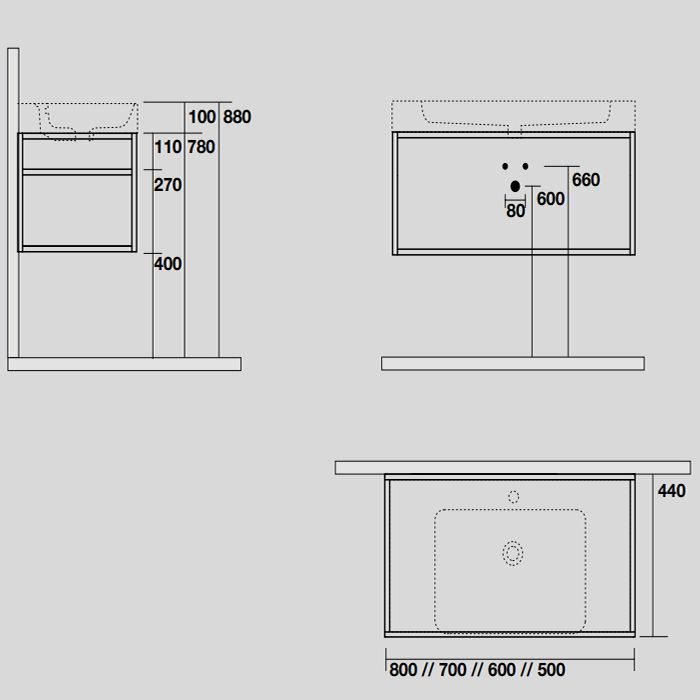 KERASAN Cento раковина 60х45 с 1 отв подвесная/накладная, белый