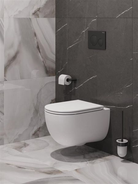 ETNA Унитаз подвесной безободковый со смывом "Торнадо", с сиденьем дюропласт soft close BB008CH-TOR/SC