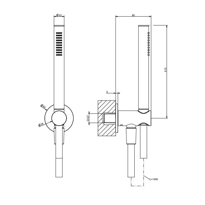 Gessi Shower Sets Душевой комплект, состоящий из вывода воды, держателя, шланга 1,50 м и лейки, цвет: хром Gessi Shower Sets Душевой комплект, состоящий из вывода воды, держателя, шланга 1,50 м и лейки, цвет: хром