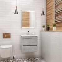 FAMILY База под раковину подвесная с двумя выкатными ящиками, Cemento Veneto, 500x350x550, Family-500-2C-SO-CV