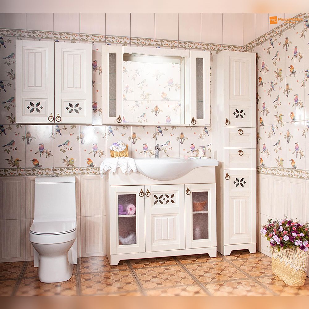 Зеркало с двумя шкафчиками Бриклаер КАНТРИ 105SS, бежевый дуб прованс, артикул КАНТРИ 105SS