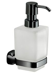 Gedy Stelvio, настенный стеклянный дозатор с пластиковой помпой, цвет черный матовый