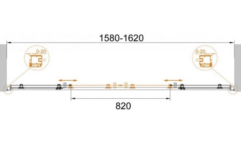 Душевая дверь в нишу Cezares ANIMA-W-BF-2-160-C-Cr профиль Хром стекло прозрачное