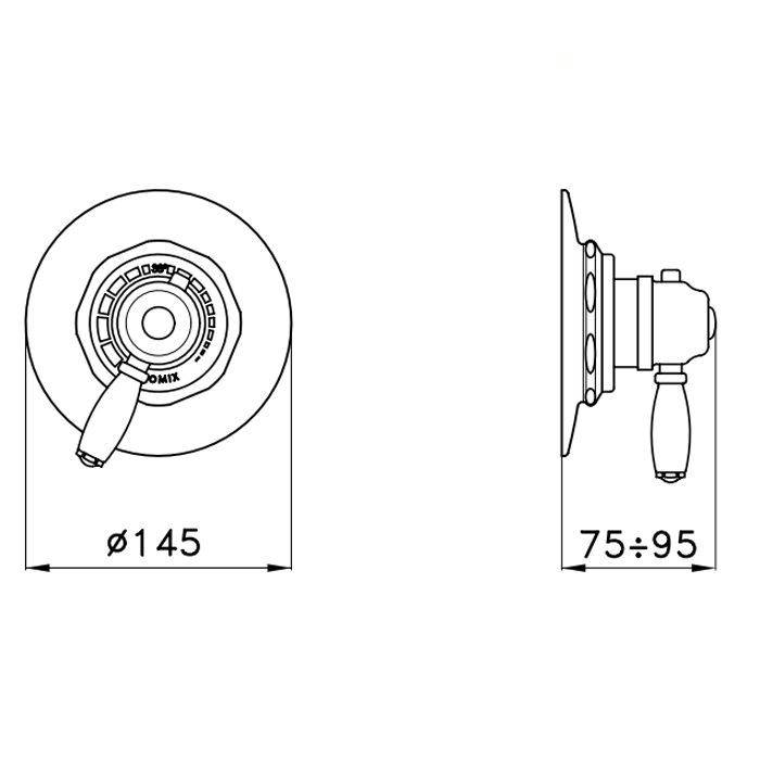 Stella Italica Внешняя часть встраиваемого термостатического смесителя для душа IS3293 P.V., цвет: хром