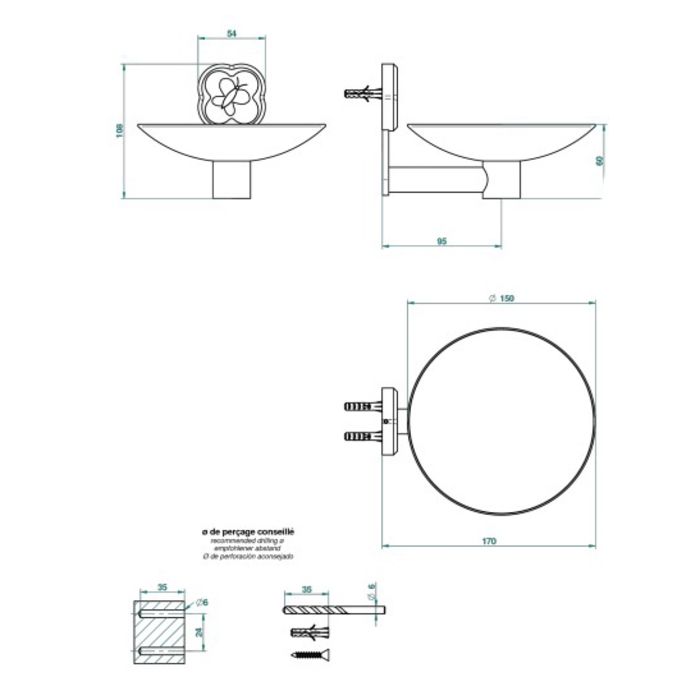 THG Capucine mauve Мыльница, подвесная, цвет: золота